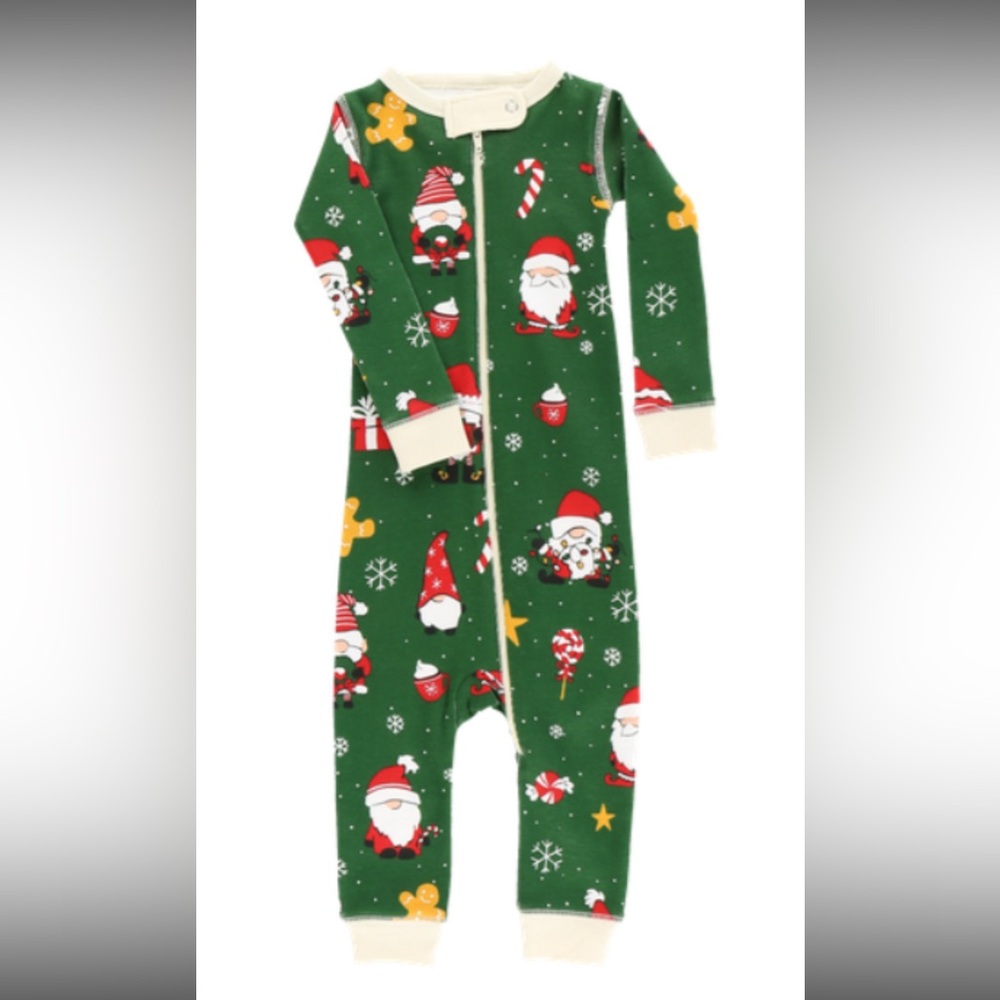 Christmas Gnome Union Suit Long Sleeve Baby PJ’s/Onesie w/ snap/zipper enclosure